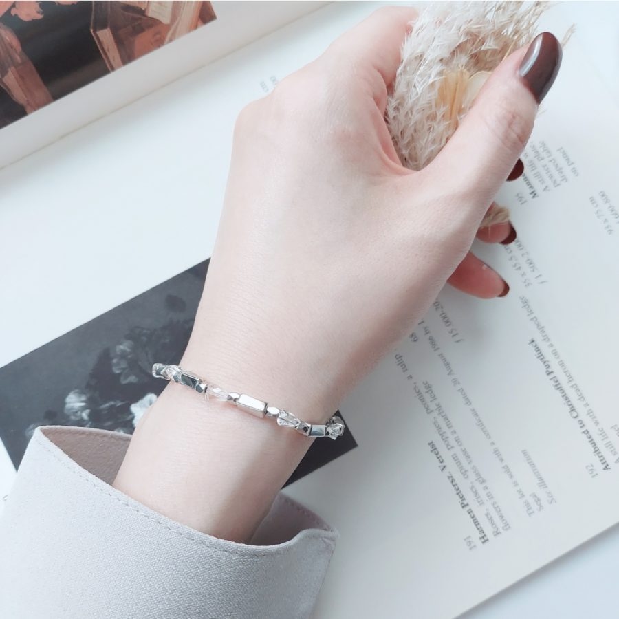 【シリコンゴムで装着簡単！】スターライト・シルバーブレスレット[Photo1]